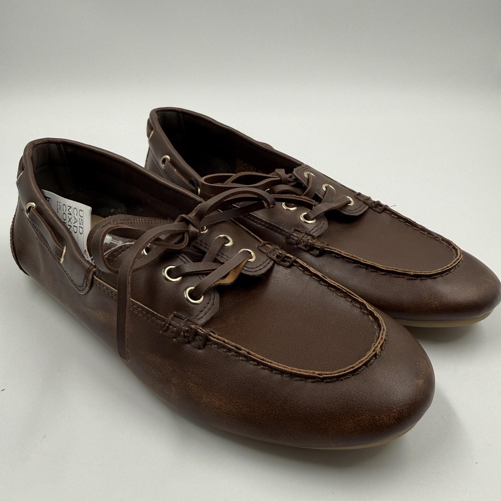 H&M Shoes Womens Size 7 Brown Boat Shoe Loafers Synthetic Lace Up Casual